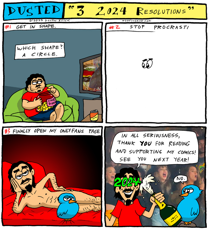 dustinland 2024 new years resolutions comic